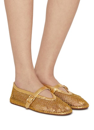 Figure View - Click To Enlarge - ALAÏA - Fishnet Leather Mesh Flats