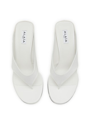 Detail View - Click To Enlarge - ALAÏA - 75 Satin Wedge Thong Sandals