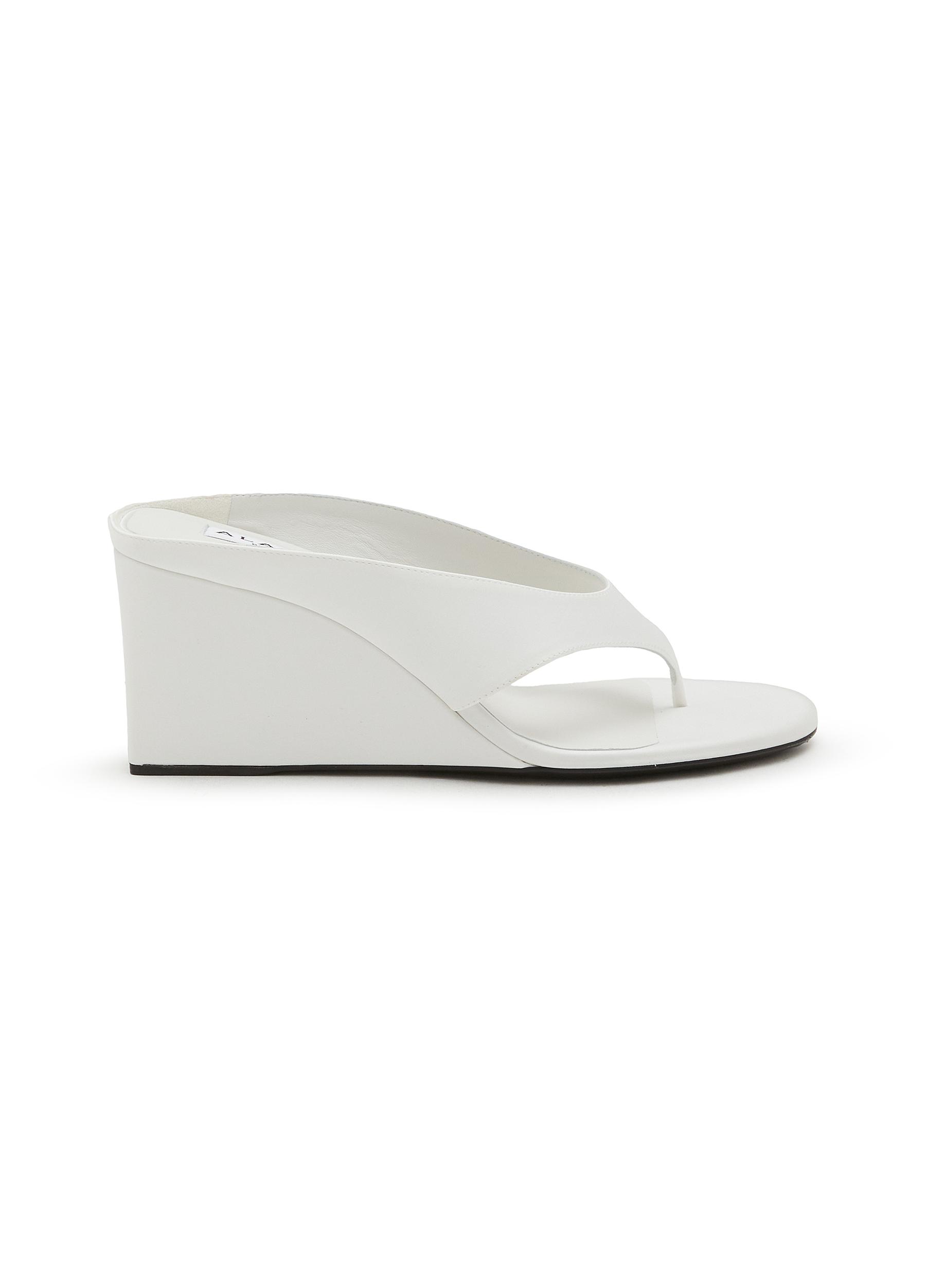 ALAÏA | 75 Satin Wedge Thong Sandals | Women | Lane Crawford