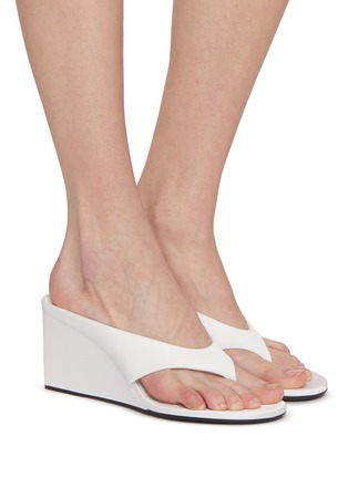 Figure View - Click To Enlarge - ALAÏA - 75 Satin Wedge Thong Sandals