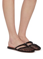 ALAÏA | Patent Leather Fishnet Mesh Thong Sandals | Women