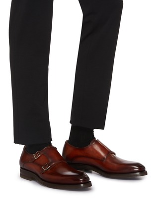 Figure View - Click To Enlarge - MAGNANNI - Wind Leeds Leather Double Monk Shoes