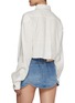 Back View - Click To Enlarge - BONBOM - Corset Cropped Striped  Linen Blend Shirt