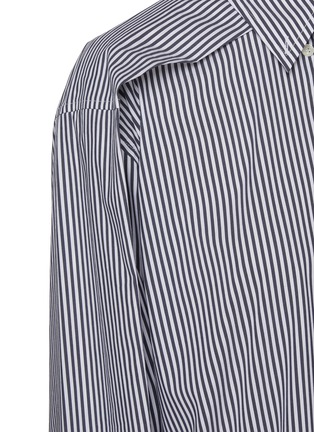  - BONBOM - Draped Shoulder Striped Cotton Blend Shirt