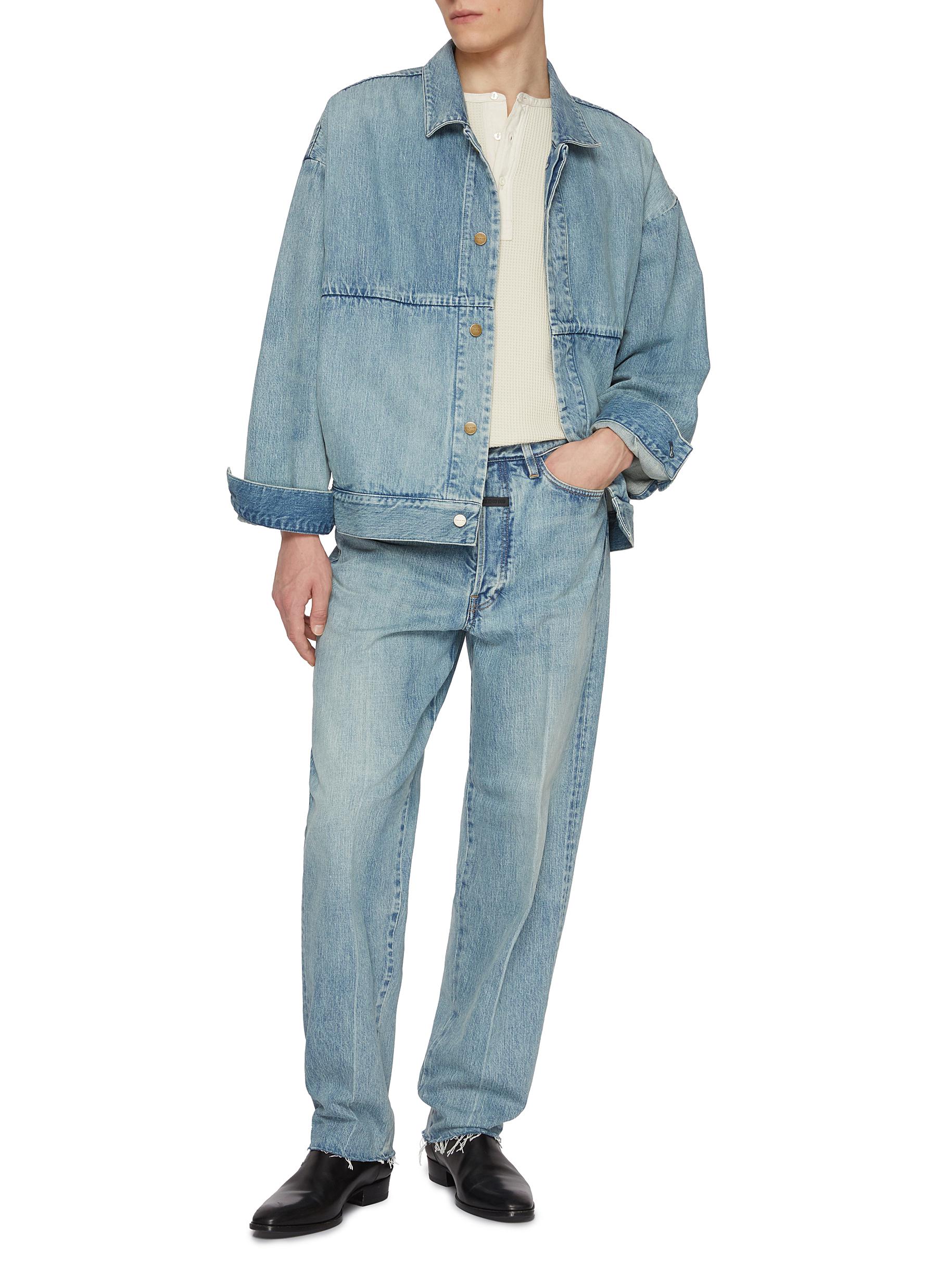 Hidden Placket Denim Trucker Jacket - Thumbnail 2