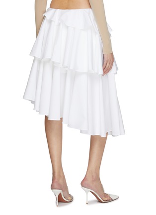 Back View - Click To Enlarge - ALAÏA - Asmmetric Pleated Tiered Spiral Cotton Skirt