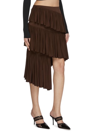 Front View - Click To Enlarge - ALAÏA - Asmmetric Pleated Tiered Spiral Skirt