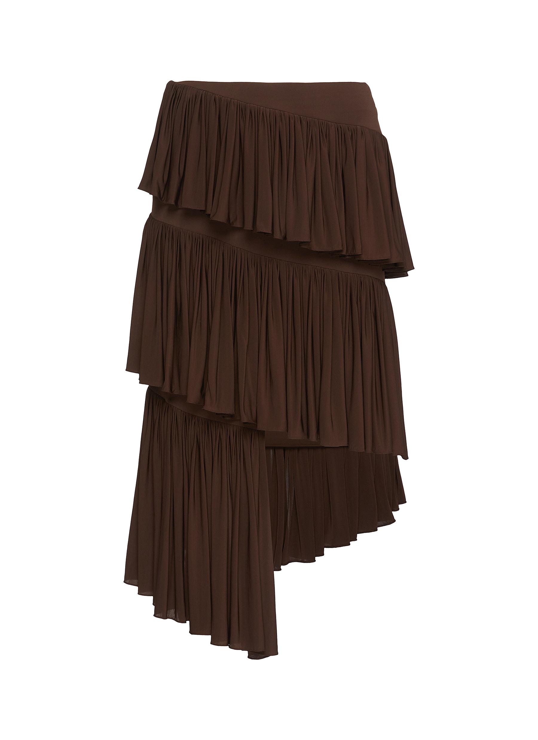 ALAÏA | Asmmetric Pleated Tiered Spiral Skirt | Women | Lane