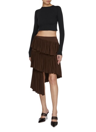 Figure View - Click To Enlarge - ALAÏA - Asmmetric Pleated Tiered Spiral Skirt