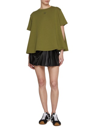 Figure View - Click To Enlarge - LOEWE - Logo Patch Draped Leather Skirt