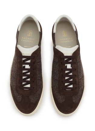 Detail View - Click To Enlarge - BRUNELLO CUCINELLI - Low Top Cotton Suede Men's Sneakers