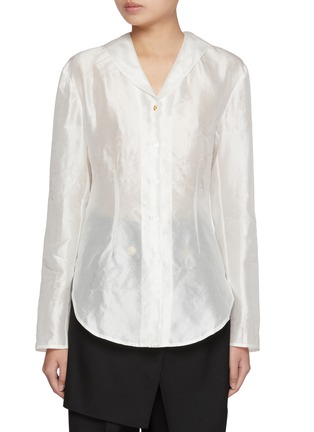 Main View - Click To Enlarge - EENK - Sailor Collar Stitch Embellishment Silk Shirt