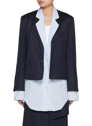 Main View - Click To Enlarge - EENK - Notch Lapel Layered Shirt Blazer