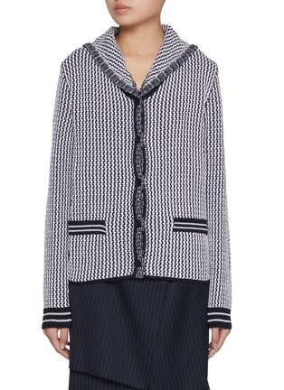 Main View - Click To Enlarge - EENK - Sailor Collar Pocket Cotton Cardigan