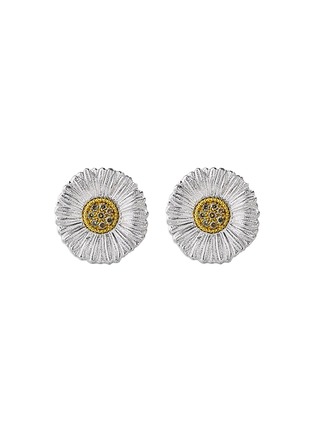 Main View - Click To Enlarge - BUCCELLATI - Blossoms Fancy Brown Diamonds Rhodium-Plated Gold-Plated Sterling Silver Daisy Earrings