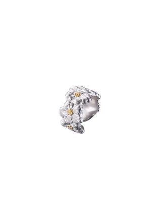 Detail View - Click To Enlarge - BUCCELLATI - Blossoms Vermeil Eternelle Rhodium-Plated Gold-Plated Sterling Silver Gardenia Ring — EU 53