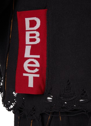  - DOUBLET - Logo Patchwork Distressed Cropped Cardigan