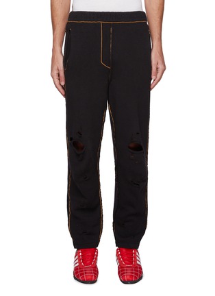 Main View - Click To Enlarge - DOUBLET - Elasticated Patchwork Distressed Sweatpants