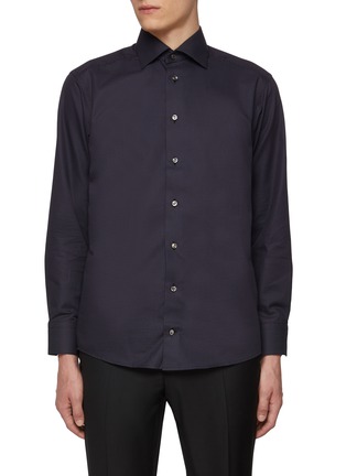 Main View - Click To Enlarge - ETON  - Cutaway Collar Dotted Cotton Evening Shirt