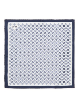 Figure View - Click To Enlarge - ETON  - Geometric Printed Silk Pocket Square