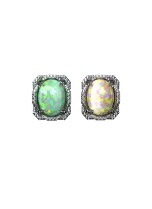 Main View - Click To Enlarge - MING SONG HAUTE JOAILLERIE - Lotus Opal Diamond 14K White Gold Stud Earrings