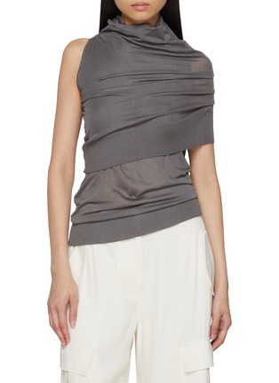Main View - Click To Enlarge - SHARON WAUCHOB - Rachel Asymmetrical Draped Silk Knit Top