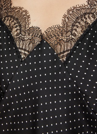  - SHARON WAUCHOB - Capucines Polka Dot Lace Trim Silk Camisole