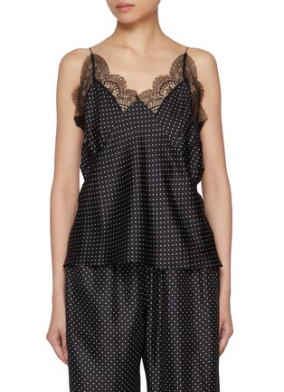 Main View - Click To Enlarge - SHARON WAUCHOB - Capucines Polka Dot Lace Trim Silk Camisole