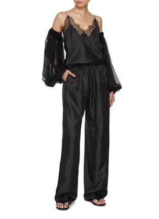 Figure View - Click To Enlarge - SHARON WAUCHOB - Capucines Polka Dot Lace Trim Silk Camisole