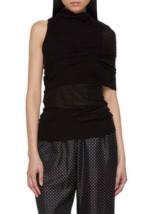 Main View - Click To Enlarge - SHARON WAUCHOB - Rachel Asymmetrical Draped Silk Knit Top