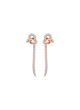 Main View - Click To Enlarge - YICI ZHAO ART & JEWELS - Y Knot Diamond 18K Rose Gold Drop Earrings