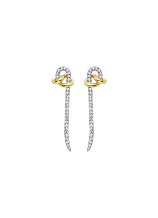 Main View - Click To Enlarge - YICI ZHAO ART & JEWELS - Y Knot Diamond 18K Gold Platinum Drop Earrings