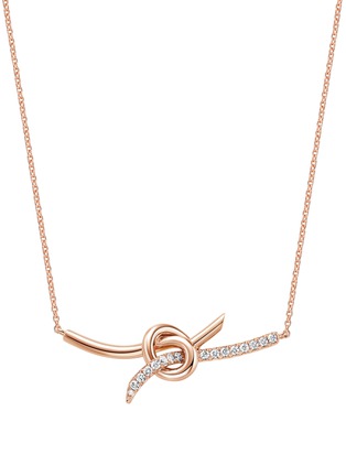 Main View - Click To Enlarge - YICI ZHAO ART & JEWELS - Y Knot Diamond 18K Rose Gold Pendant Necklace