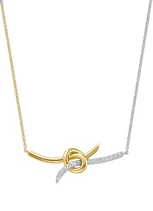 Main View - Click To Enlarge - YICI ZHAO ART & JEWELS - Y Knot Diamond 18K Rose Gold Platinum Pendant Necklace