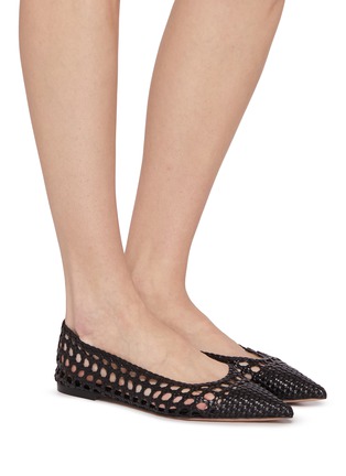 Figure View - Click To Enlarge - PEDDER RED - Jace Woven Leather Mary Jane Flats