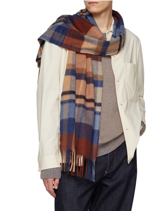 Figure View - Click To Enlarge - JOHNSTONS OF ELGIN - Block Check Cashmere Scarf