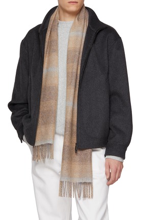 Figure View - Click To Enlarge - JOHNSTONS OF ELGIN - Blurred Check Cashmere Silk Scarf