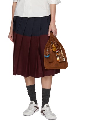 Figure View - Click To Enlarge - MIU MIU - Suede Tote Bag With Charms