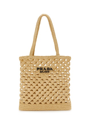 Main View - Click To Enlarge - PRADA - Natural Crochet Raffia Tote Bag