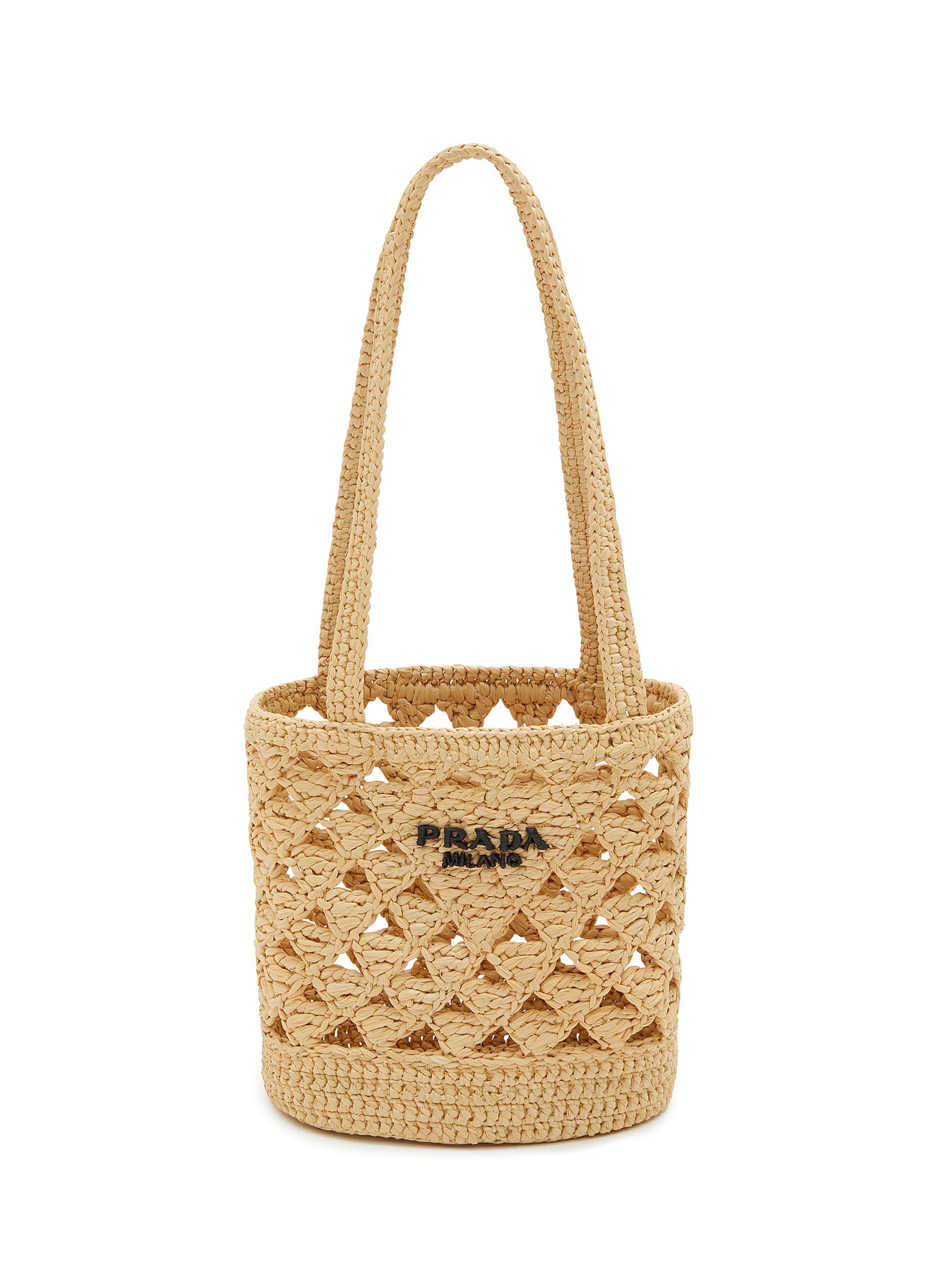 PRADA | Small Natural Crochet Raffia Tote Bag | Women | Lane