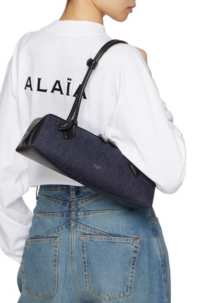 Figure View - Click To Enlarge - ALAÏA - Medium Le Teckel Denim Leather Shoulder Bag