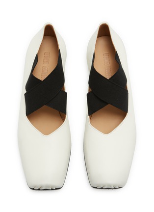 Detail View - Click To Enlarge - UMA WANG - Crisscross Elastic Band Leather Ballerina Flats