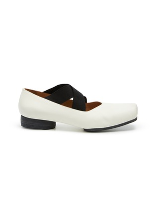 Main View - Click To Enlarge - UMA WANG - Crisscross Elastic Band Leather Ballerina Flats