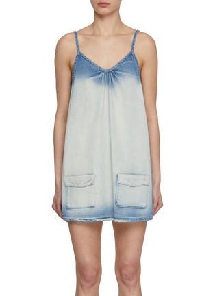 Main View - Click To Enlarge - WE11DONE - Two Pocket Light Wash Denim Dress