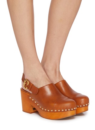 Figure View - Click To Enlarge - CHLOÉ - Jeannette Wedge Leather Clogs