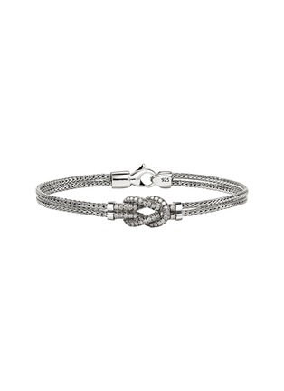 Main View - Click To Enlarge - JOHN HARDY - Love Knot Silver Diamond Pavé Chain Double Row Lobster Clasp  Bracelet — Size US