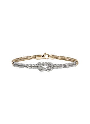 Main View - Click To Enlarge - JOHN HARDY - Love Knot 14K Gold Diamond Pavé Chain Double Row Lobster Clasp Bracelet — Size US