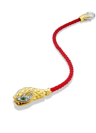 Detail View - Click To Enlarge - YICI ZHAO ART & JEWELS - Snake 18K Gold Platinum Diamond Emerald Cord Bracelet