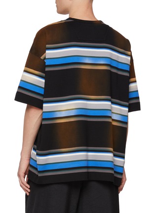 Back View - Click To Enlarge - JUUN.J - Oversized Washed Multi-Stripe Cotton T-Shirt