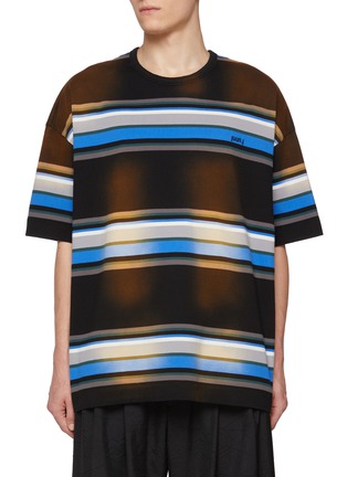 Main View - Click To Enlarge - JUUN.J - Oversized Washed Multi-Stripe Cotton T-Shirt